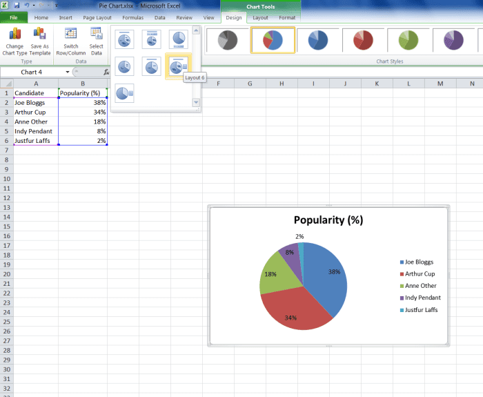 how to create pie chart in excel on m