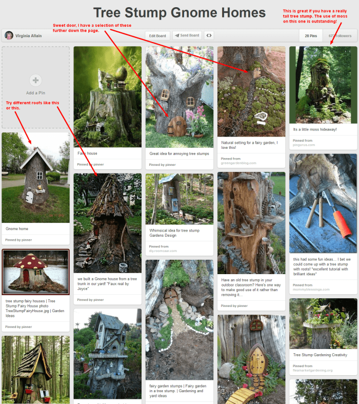 Pinterest Pinboard of tree trunk gnome or fairy houses