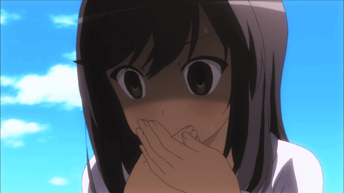 Yandere? No. But Hotaru will do anything for her senpai, as illustrated in this scene.