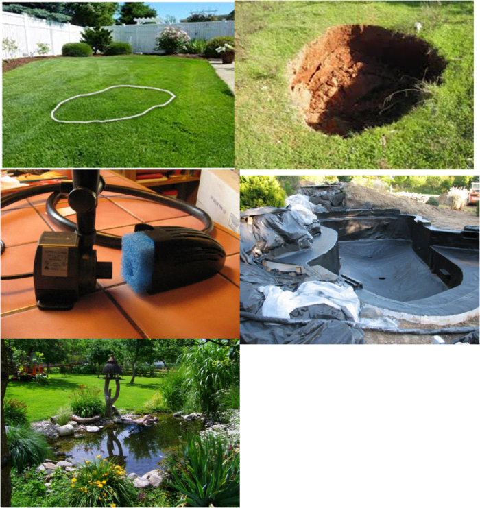 Steps of setting up a koi pond: 1. Mark out an area in the garden to set up your pond. 2. Dig up a pond hole with an excavating machine 3.Install pipes and pond filters. Cover the bottom of the pond with a liner. 3. Fill up the pond with water.
