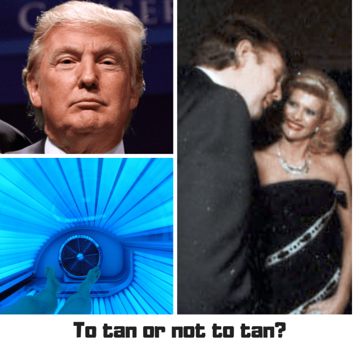 A mashup of young Trump, senior Trump, and tanning beds.