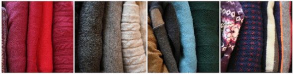 f you don't already have old sweaters to hand, then thrift stores are great for picking up cheap sweaters - just make sure they're wool if you want them to 'felt' in the washing machine :)