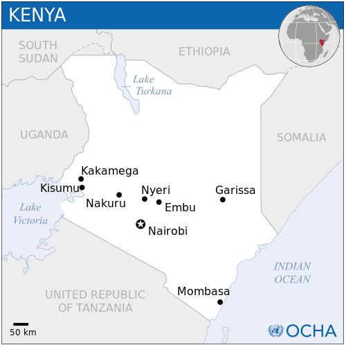 Locator map of Kenya.