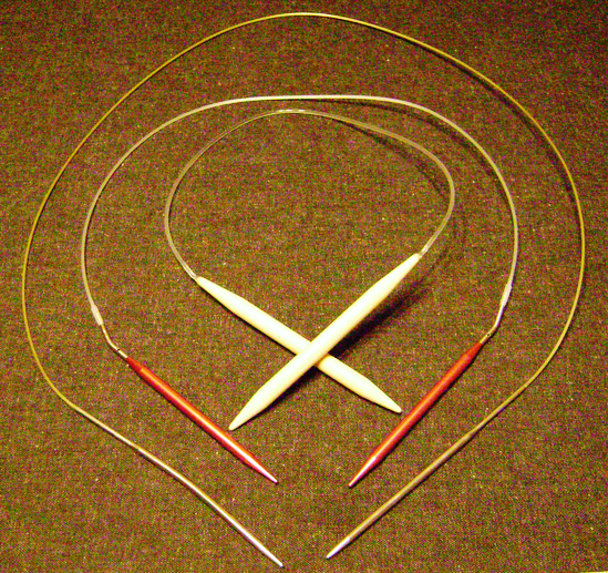 Circular needles help prevent dropped stitches and are used for working in the round and for larger knitted pieces.