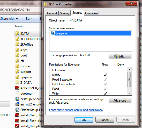 In here you can save, and you can erase. So we need to create a fake virus inside it so that this folder cannot be moved or erased by a virus.