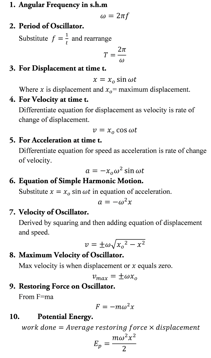 physics 101 formula sheet vertical horizontal