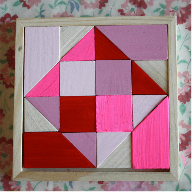 A puzzle like this can be made quite easily by starting with a square of thick wood and cutting it into different shaped pieces. You can then construct a wooden frame to hold all of the pieces together in the original square shape. Simple!