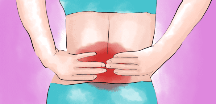 Lower back pain will be isolated to the spinal column area but may radiate to the buttocks, thighs, or even feet.