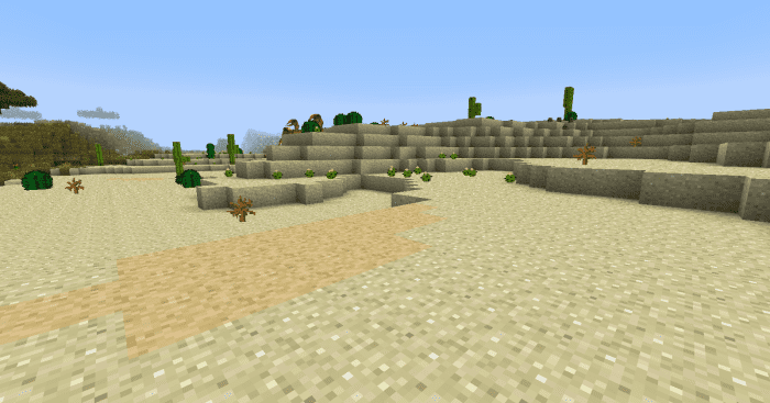 Tiny cacti and dangerous quicksand now appear in the original desert biomes, adding two more reasons for wanderers to watch their feet.