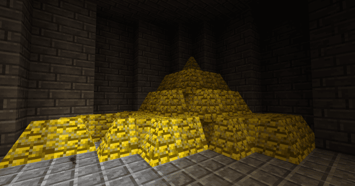 Wealthy players can now build massive piles out of their gold, though there are a few problems with how the sections merge together.
