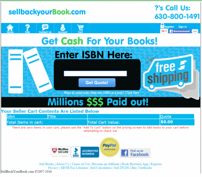 This book buyback website offers prompt payment, courteous customer service, and a low minimum buyback to qualify for free shipping. However, they may not always be the highest bidder on your used books.
