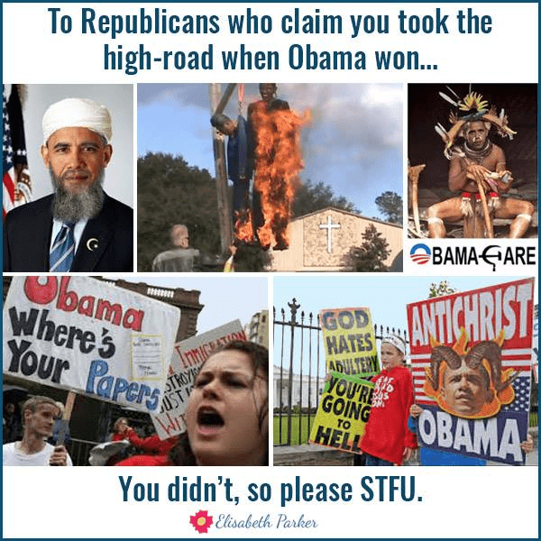 People fuss about Trump getting called a bully and a liar and say "we put up with Obama for 8 years, so you should just keep quiet." How short their memories are. Here are some examples of the abuse heaped on the Obamas.