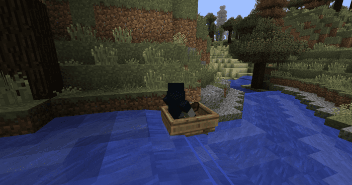 Placing a boat in one of the mod's rivers and drifting down it is quite fun, and thanks to "Minecraft Physics" you can pilot your way up the waterfalls just as easily....