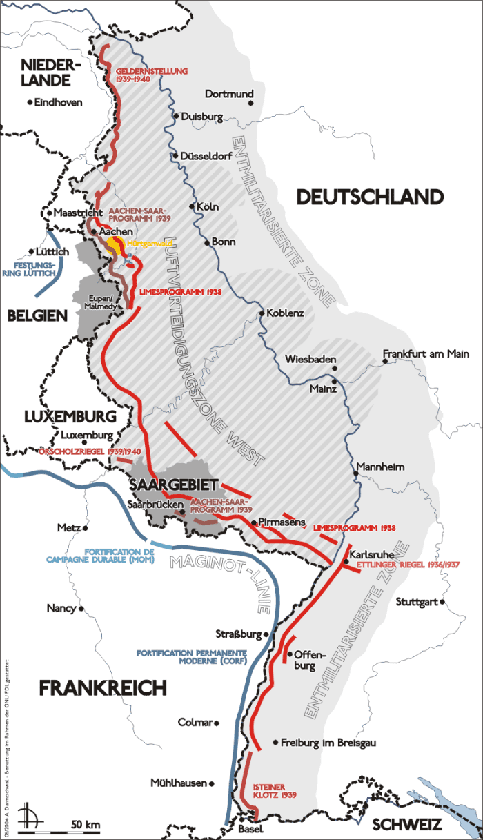 Map of the West Wall December 1944 it was also known as the Siegried Line. It was built before the war to prevent a British and French invasion in 1940.