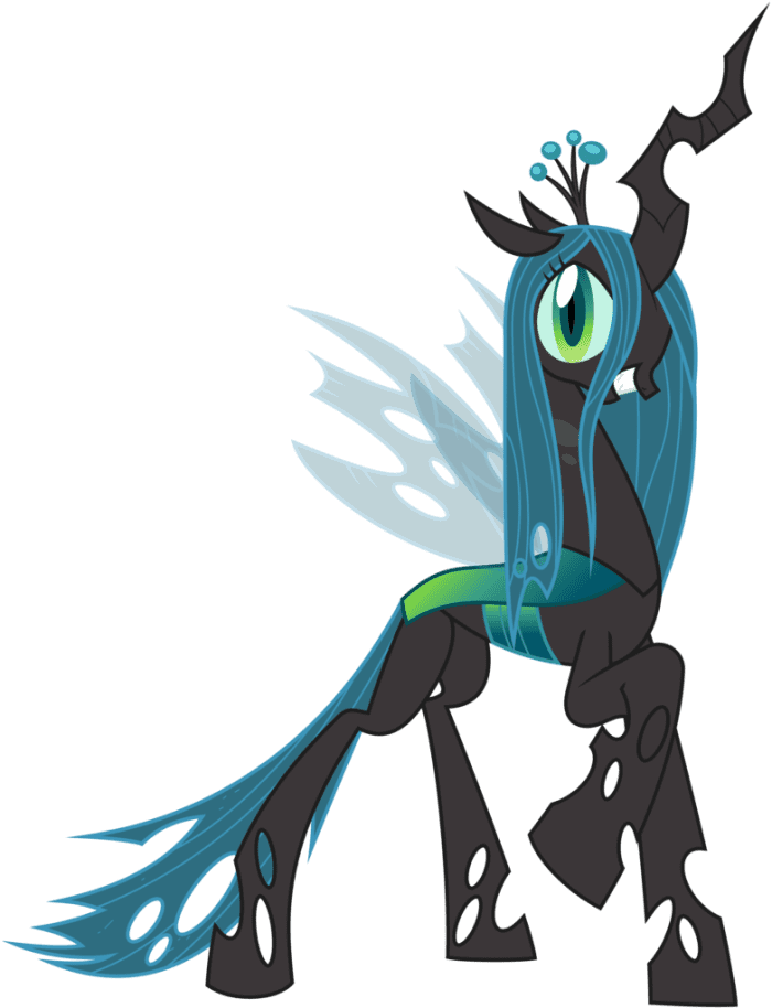 Queen Chrysalis. Former Queen of the Changeling Hive. Surprisingly never reforms over the course of My Little Pony: Friendship is Magic.
