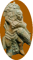 A carving of the Mayan maize god, who was sacrificed by the gods of the underworld, and subsequently became the World Tree, source of Life.