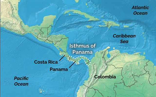 Карта панамского перешейка