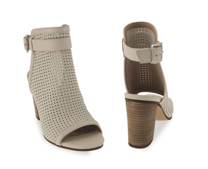 Perforated leather open-toe booties with 2.5-inch heel 