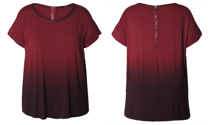 Short-sleeved viscose/spandex top with ombre effect 