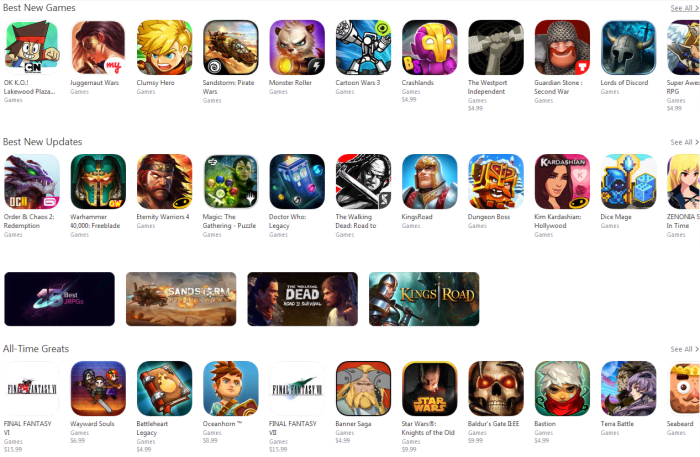 If you are ever interested in browsing RPGs on iTunes, there is an entire section dedicated to it.