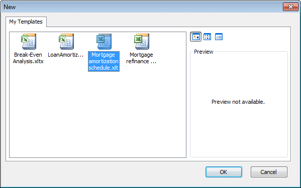 Accessing your newly downloaded Amortization template in Excel 2007.