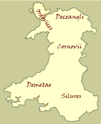 Original Celtic tribes that inhabited what we know as Wales today around 48 AD.