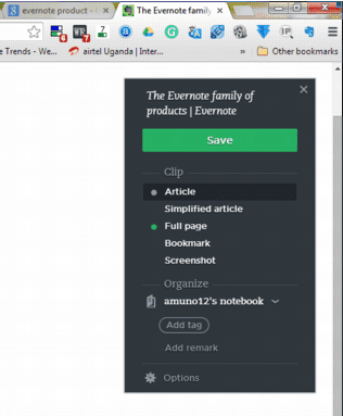 problems with evernote web clipper chrome