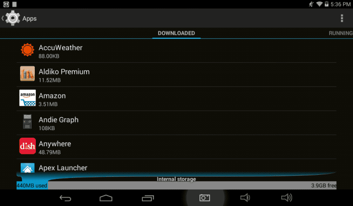 AFTER: Showing the Apps screen again after using Link2SD to move all applicable apps and movable data to the secondary partition on my microSD card.