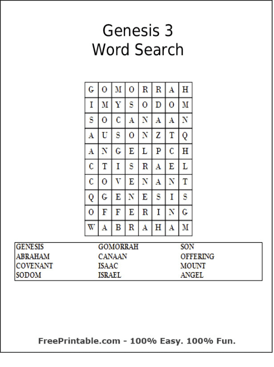 Printable Bible Word Searches From Genesis - HubPages