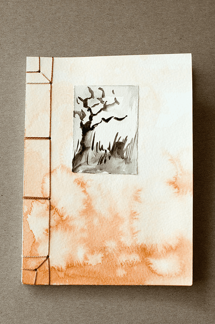 This lovely journal has been bound using the Japanese stab binding technique, and the covers are hand painted watercolour paper.
