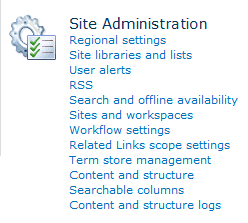 In Site Settings, under Site Administration, click Content and Structure