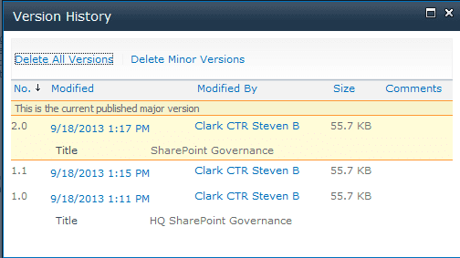 Sharepoint Version History Limit