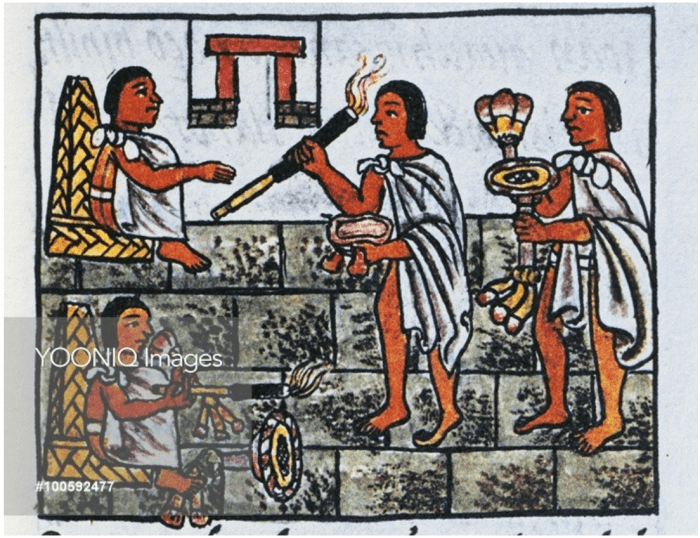 Source 10: Use of tobacco by Fra Bernardino de Sahagun from The Code of Florence 'Historia general de las cosas de Nueva Espana' in Spanish and Nahuatl, facsimile, 16th century.
