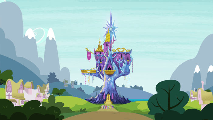 Twilight's new Castle of Friendship. Also came in toy form. Not as impressive as this picture, though.