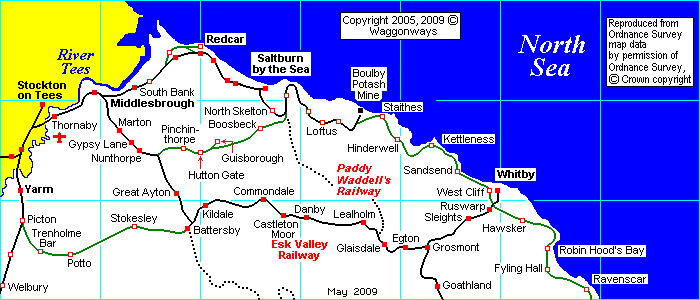 The Cleveland Railway and associated networks in 1863 before absorption into the North Eastern Railway