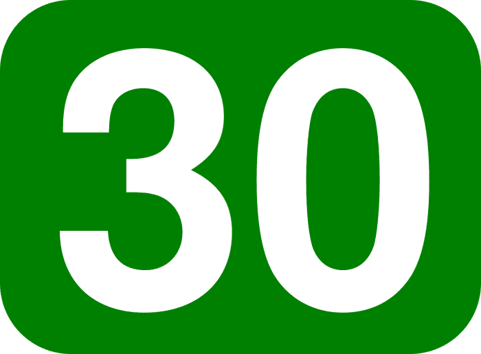 The number 30 symbolizing that The Japanese Connection is the 30th episode of the cartoon Inspector Gadget.