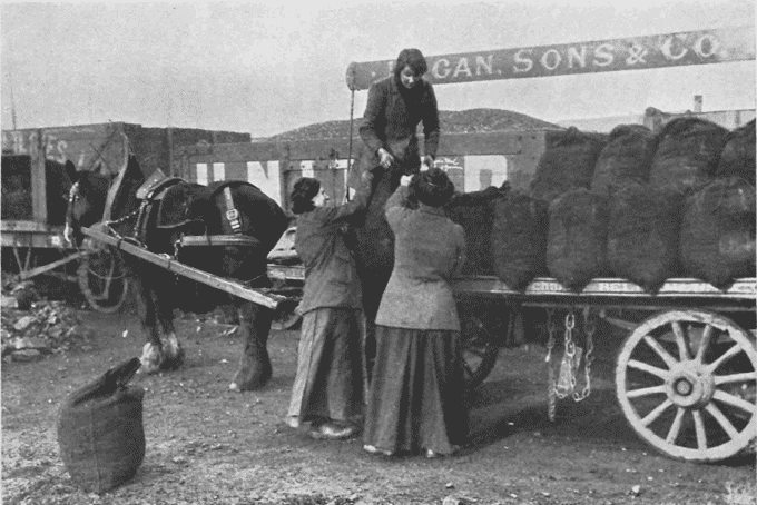 In WWI, Women loaded coal for household deliveries - the men were away at the Front. This was not considered 'skilled labour'