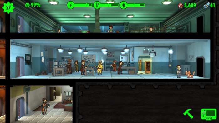 This room is a Weapon Workshop, where Dwellers are crafting an Enhanced Combat Rifle, which uses the Endurance Stat.