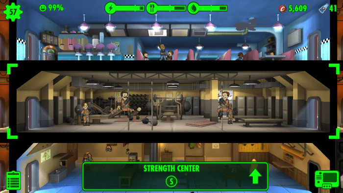 A fully upgraded gym, also known as a Strength Center, which allows your Dwellers to drain their Strength skill efficiently.