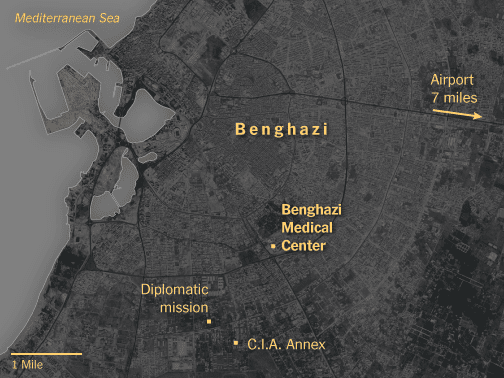 Americans leave for the airport with support from a Libyan militia. One hour later, part of the staff leaves Benghazi on a chartered jet.