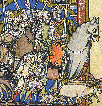 Medieval knights wore chain mail shirts as part of their armor during the mid to late middle ages, as seen here in the Maciejowski Bible.