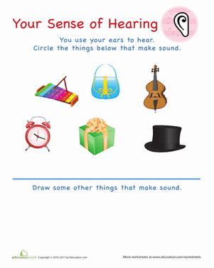 Circle the picture if the object makes a sound. What kind of sound does it make? Can you make that sound?