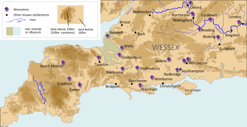 Wessex, the heartlands - once the main kingdom of the Saxons, the earldom did not survive the Conquest because of its strong connection with Harold.