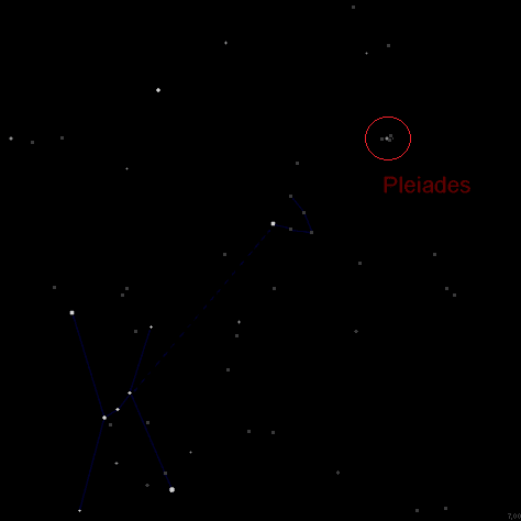 Map of Orion, Taurus, and the Pleiades