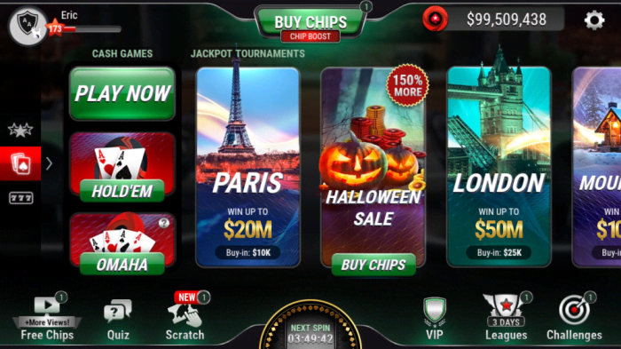 This is the main menu screen. Everything you need to use to get free chips is found here.
