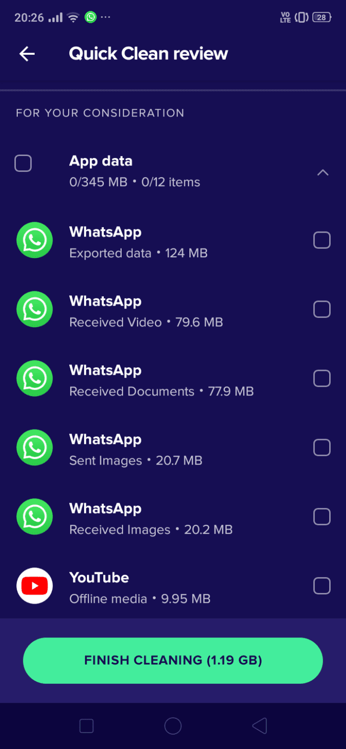 All WhatsApp Data in one place for easy deletion