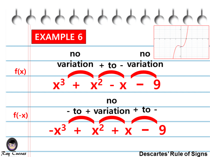 Example 6: Determining the Possible Number of Solutions to an Equation Utilizing Descartes' Rule of Signs