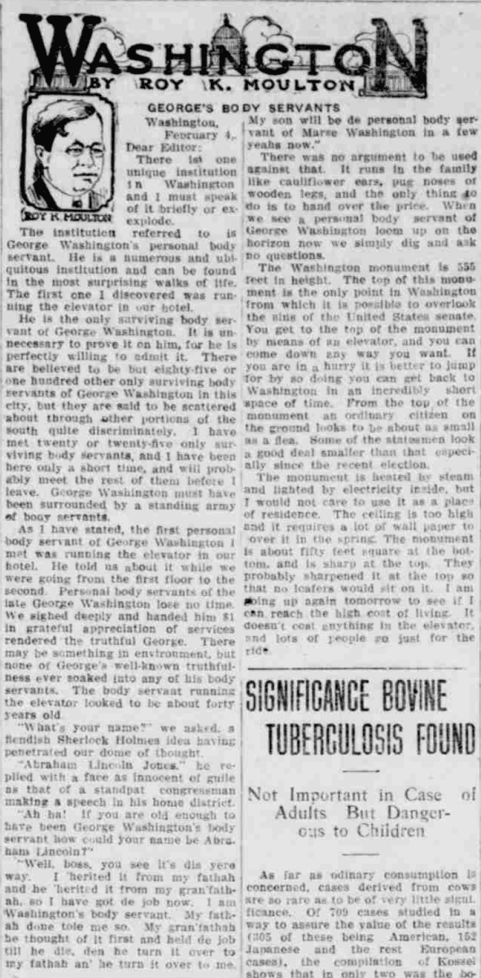 Roy K. Moulton's encounter with George's Body Servant