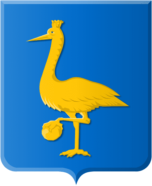 The historical coat of arms of Maarheeze was "Azure with a crane bird, holding in his left leg a golden egg"