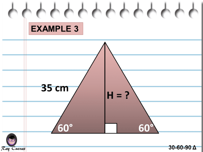 Finding the Altitude of an Isosceles Right Triangle Using the 30-60-90 Triangle Theorem